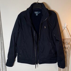 EUC Vintage Polo by Ralph Lauren Men's Navy Hooded Windbreaker Fleece Lined Sm